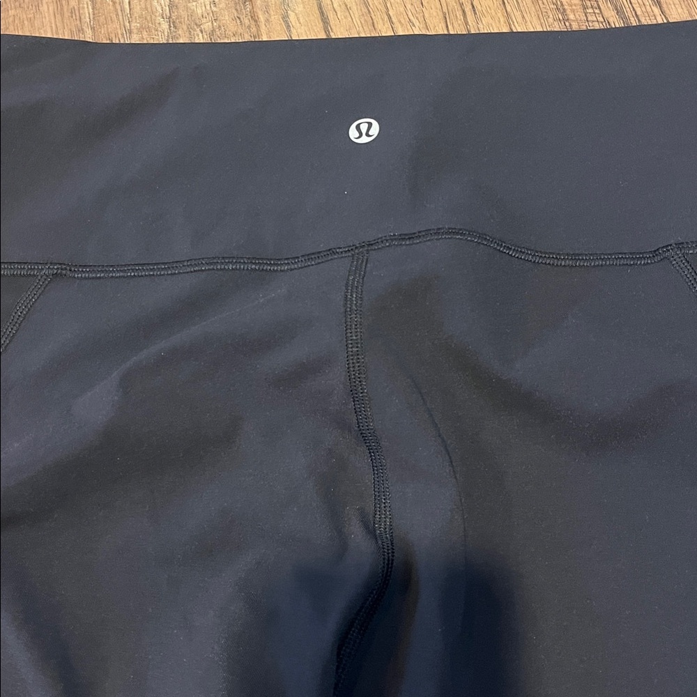 LuluLemon Black with Sheer Panel Leggings size 12 - Picture 6 of 7